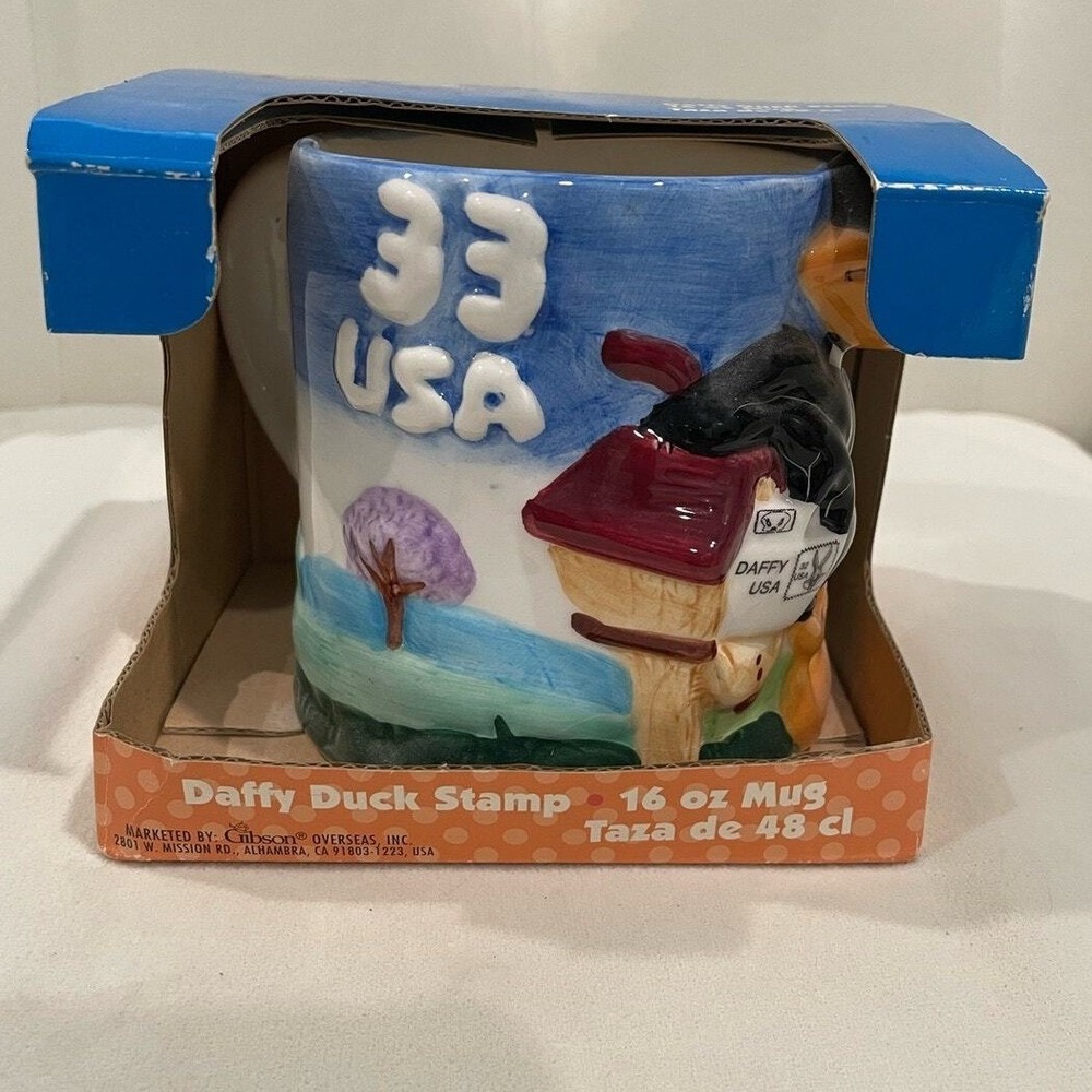 Looney Tunes Vintage Stamp Collection Daffy Duck 16 oz‎ mug 1999
